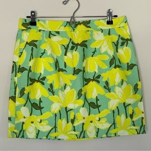J CREW Factory Women’s size 8 100% Cotton Basketweave vibrant Floral Skirt